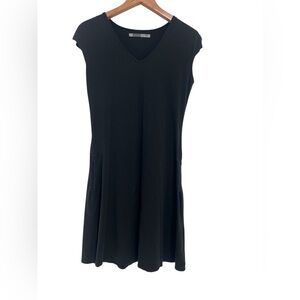 Athleta Black V-Neck Dress with Zip Pockets Size Medium